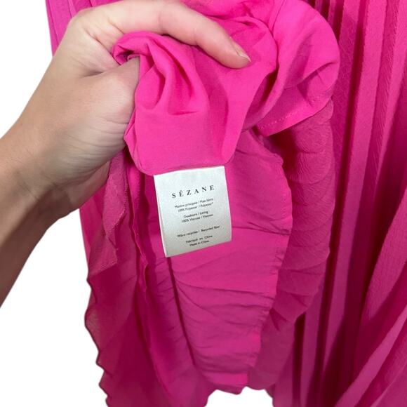 Sezane Pink Nissa Midi Dress with Tie Straps - Size 42 - Picture 5 of 8